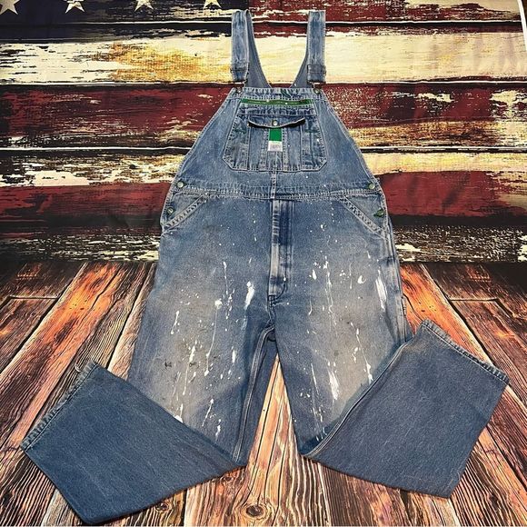 liberty Jeans Vintage Faded Liberty Denim Paint Splatter Overalls